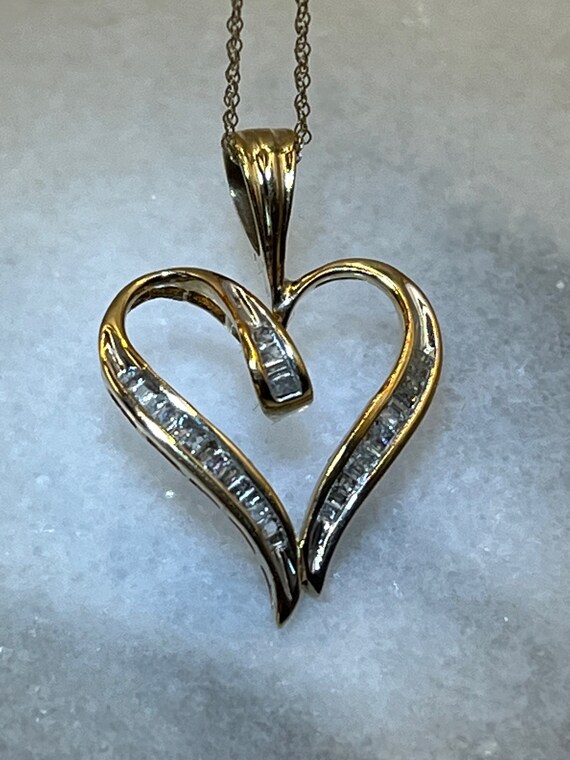 vintage diamond heart necklace - Gem