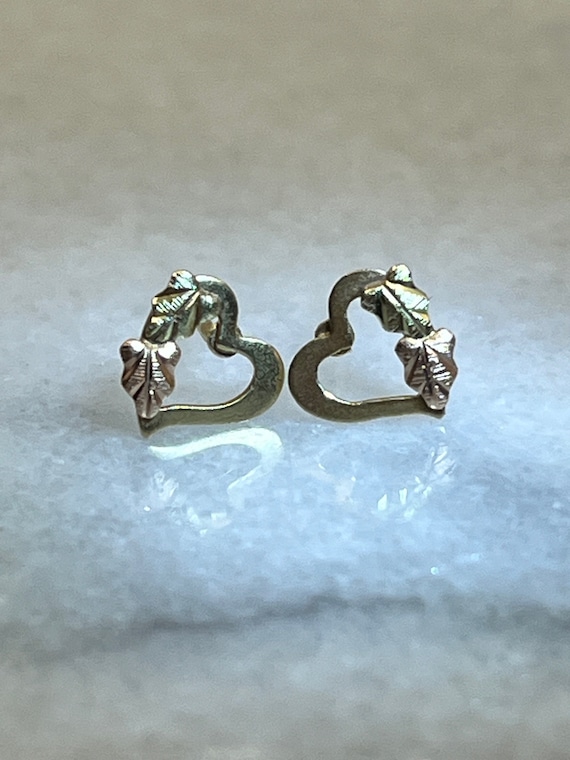 Vintage 10K Black Hills Gold Earrings Coleman Com… - image 1