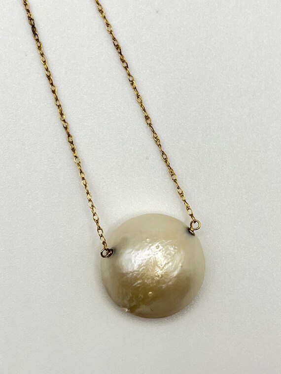 14K Mabe Pearl Station Necklace - image 2