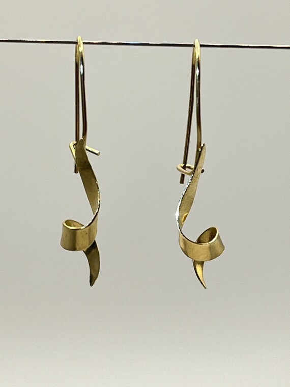 Vintage Gold Spiral Earrings by Jacmel 14K Ear Ho… - image 2