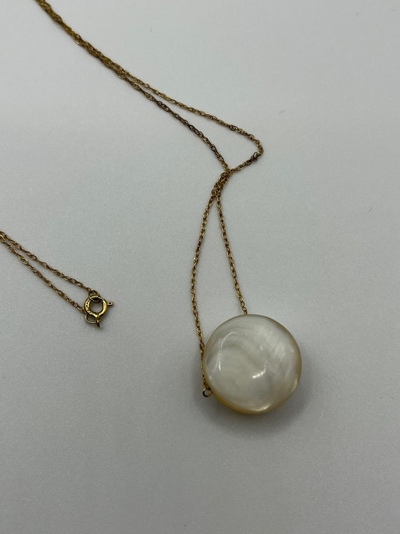 14K Mabe Pearl Station Necklace - image 9