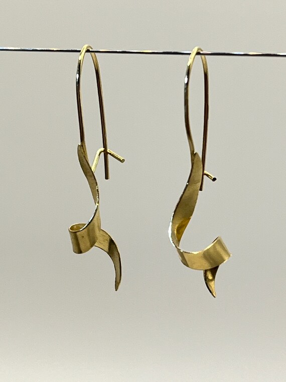 Vintage Gold Spiral Earrings by Jacmel 14K Ear Ho… - image 3