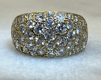 14K 3.5 Carat Diamond Dome Pave Bombe Statement Pinky Cocktail Ring Size 3 Appraisal Included