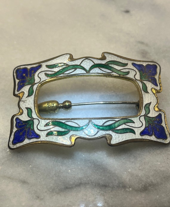 Antique Cloisonne Guilloche Enamel Sash Pin