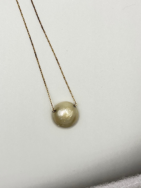 14K Mabe Pearl Station Necklace - image 4