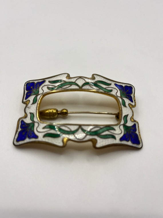 Antique Cloisonne Guilloche Enamel Sash Pin - image 6