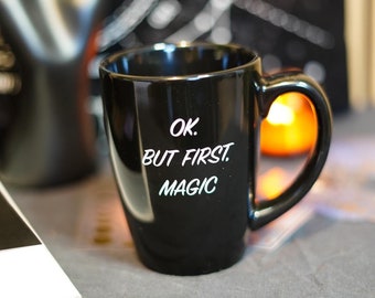 Magic black tea and coffee ceramic mug