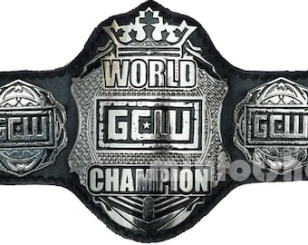 GCW World Champion Wrestling Belt With Chrome Leather Strap