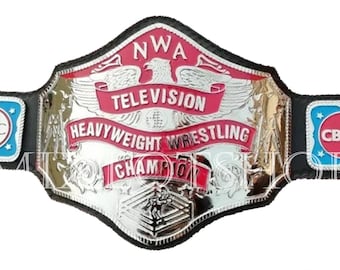 NWA Television Heavyweight Wrestling Championship Belt Title With Chrome Leather Strap