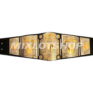 May include: A gold and silver wrestling championship belt with the words "Mid South Wrestling" and "North American Wrestling Champion" on it.