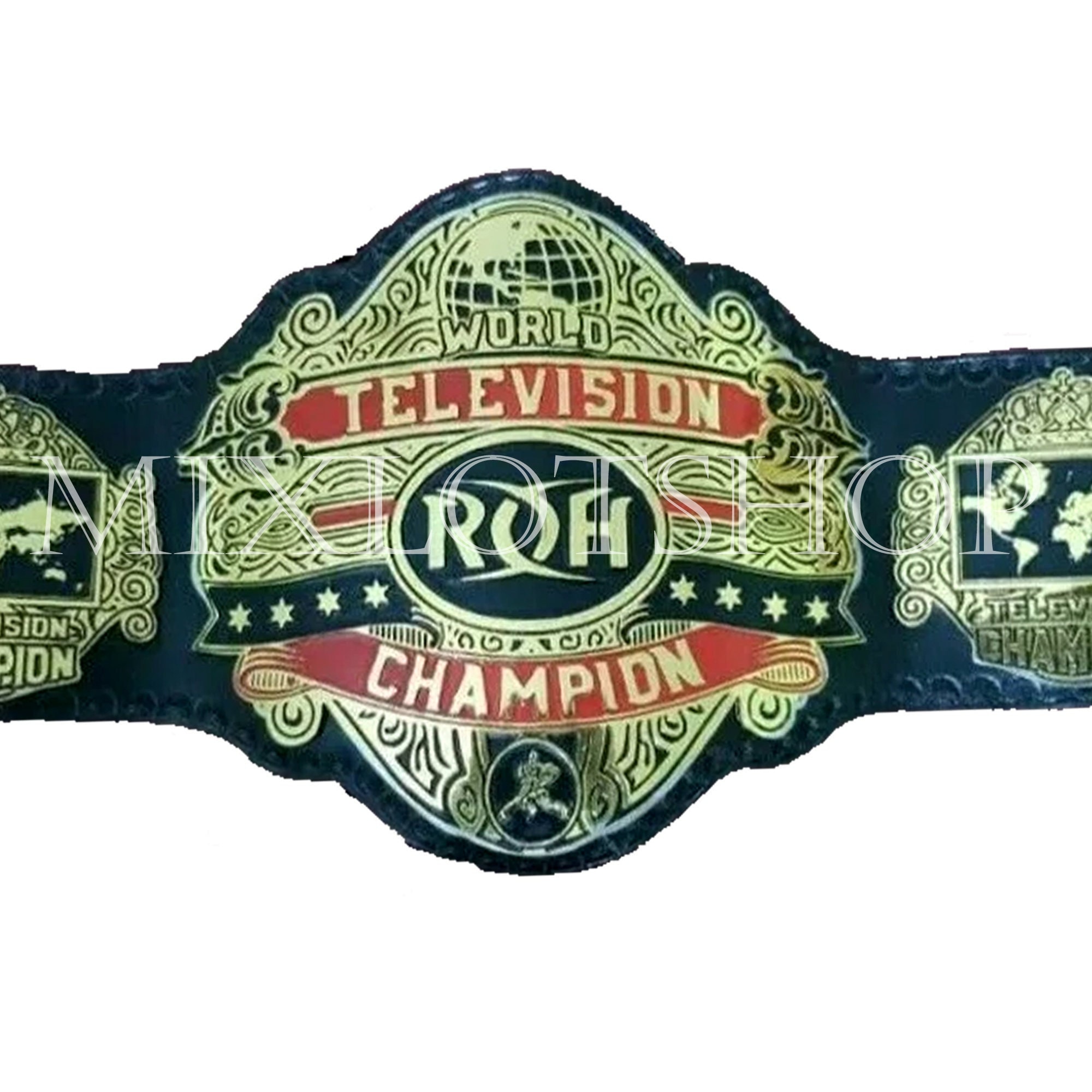 ROH World Television Champion Wrestling Belt Title With Chrome Etsy
