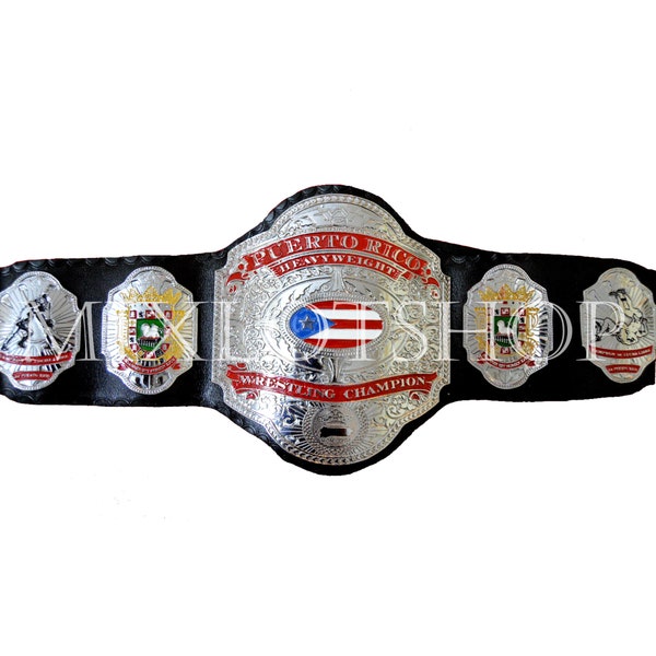 Puerto Rico Heavyweight Champion Wrestling Title Zinc With Leather Strap