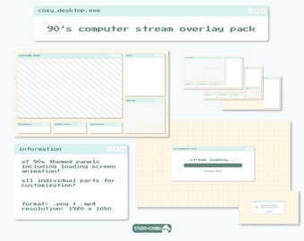 90's Computer Stream Overlay Pack with Animated Starting Screen (Cozy Desktop)