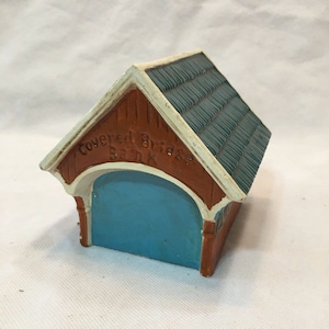 Vintage NANCO Covered Bridge Bank Coin Bank Made In Japan