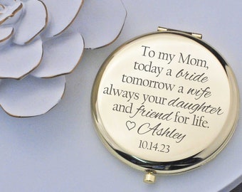 Regalo para la madre de la novia, espejo de bolsillo para amiga de por vida, regalo para la madre de la novia para boda, regalo personalizado para mamá, espejo compacto