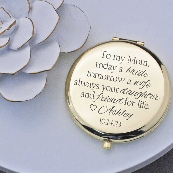 Mother of the Bride Gift, Friend for Life Pocket Mirror, Gift for Mother of the Bride for Wedding, Personalized Mom Gift, Compact Mirror