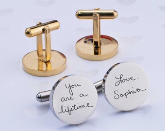 Cufflinks, Custom Handwriting Cufflinks for Groom, Personalized Cufflinks, Wedding Gift for Husband, Wedding Gift for Him, Anniversary Gift