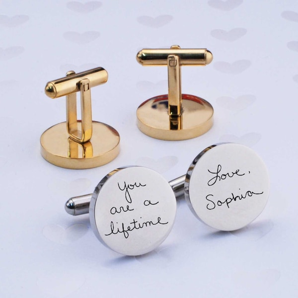 Cufflinks, Custom Handwriting Cufflinks for Groom, Personalized Cufflinks, Wedding Gift for Husband, Wedding Gift for Him, Anniversary Gift