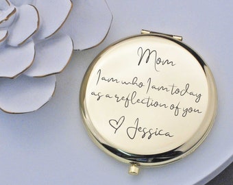 Gift for Mom from Daughter, Personalized Mom Wedding Gift, A Reflection Of You Pocket Mirror Gift, Mother of the Bride Gift, Mother of Groom