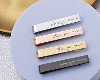 Custom Handwriting Tie Clip, Personalized Tie Clip for Groom, Custom Tie Bar for Him, Engraved Gift for Wedding Party, Anniversary Gift