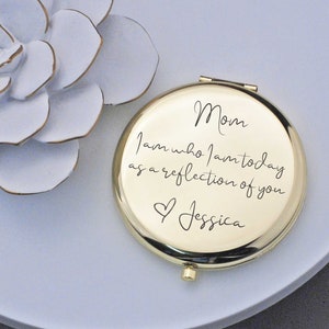 Gift for Mom from Daughter, Personalized Mom Wedding Gift, A Reflection Of You Pocket Mirror Gift, Mother of the Bride Gift, Mother of Groom image 1