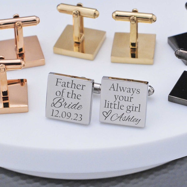 Always Your Little Girl Cufflinks, Father of the Bride Cufflinks from Daughter, Personalized Father of the Bride Gift for Wedding