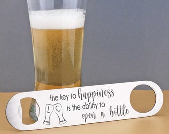 Engagement Gift for Couple, Key to Happiness Bottle Opener, Wedding gift for Bride and Groom, Couple Gift, Long Bottle Opener Him and Her