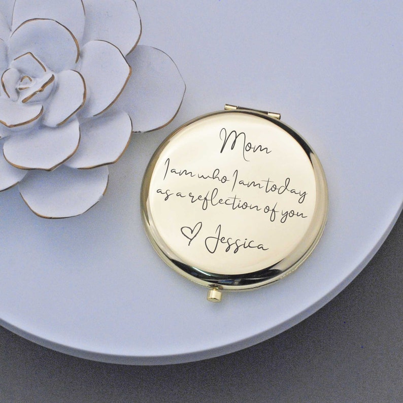 Gift for Mom from Daughter, Personalized Mom Wedding Gift, A Reflection Of You Pocket Mirror Gift, Mother of the Bride Gift, Mother of Groom image 1