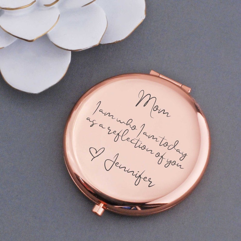 Gift for Mom from Daughter, Personalized Mom Wedding Gift, A Reflection Of You Pocket Mirror Gift, Mother of the Bride Gift, Mother of Groom image 5