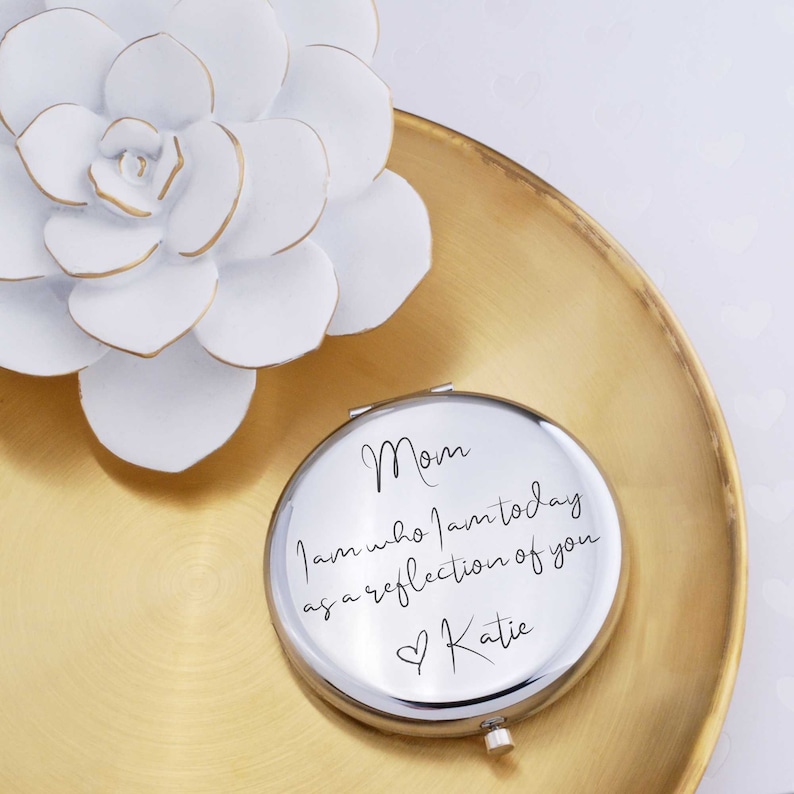 Gift for Mom from Daughter, Personalized Mom Wedding Gift, A Reflection Of You Pocket Mirror Gift, Mother of the Bride Gift, Mother of Groom image 6