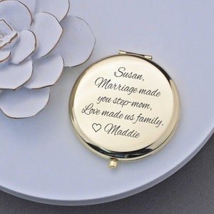 Personalized Step Mom Wedding Gift, Love Made us Family Pocket Mirror, Step Mother of the Bride Gift Compact Mirror, Christmas Gift