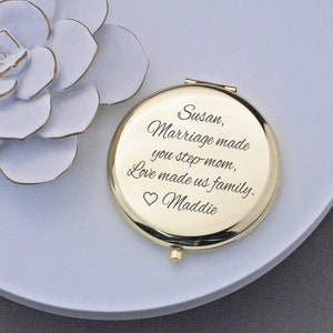 Personalized Step Mom Wedding Gift, Love Made us Family Pocket Mirror, Step Mother of the Bride Gift Compact Mirror, Mother's Day Gift