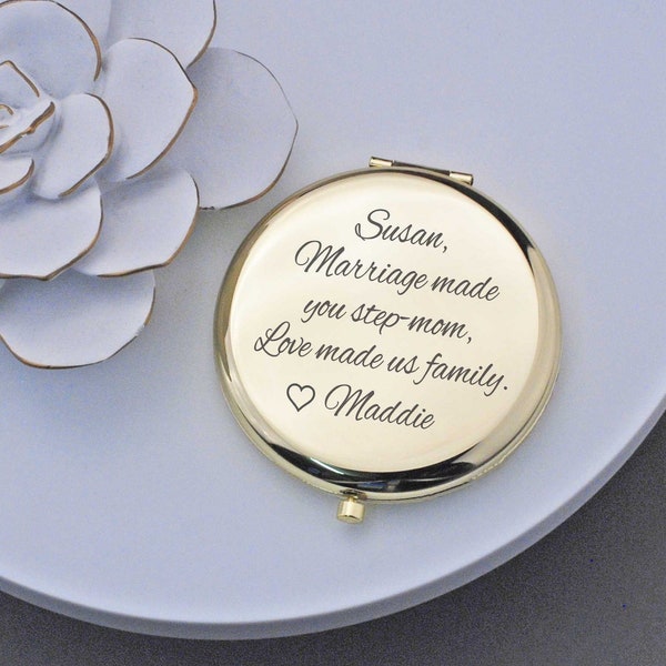 Cadeau de mariage personnalisé pour belle-mère, miroir de poche pour la famille L'amour nous a fait cadeau, miroir compact pour belle-mère de la mariée, cadeau pour la fête des mères