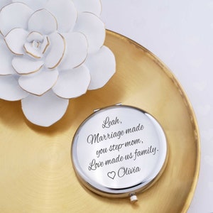Bracciale Rigido Con Incisione "Marriage Made Us Family" – Regalo Per Nuora, Figlia, Sorella, In Oro Bianco, Con Scatola Blu - 3