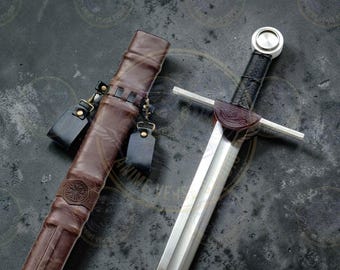 Hand Forged 5160 High Carbon Steel Medieval Knight Sword, Handmade Sword With leather scabbard