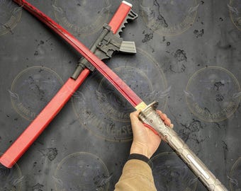 Jetstream Sam Muramasa Blade 46” Metal Replica - High Frequency Red Sword Prop - Metal Gear Rising Revengeance Life Size - Gamer Gift