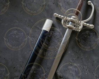 Maelle Sword Replica - 46” Metal Rapier - Clair Obscur Expedition 33 Cosplay - Life Size Steel Fantasy Prop - Gamer Gift for Collectors