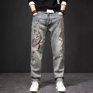 Womens European Denim Back Letters Embroidered Cute Jeans For