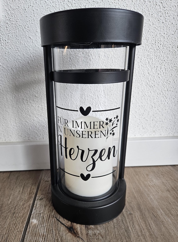 Grablicht solar personalisiert Grablaterne Grabkerze Led Friedhofslicht
