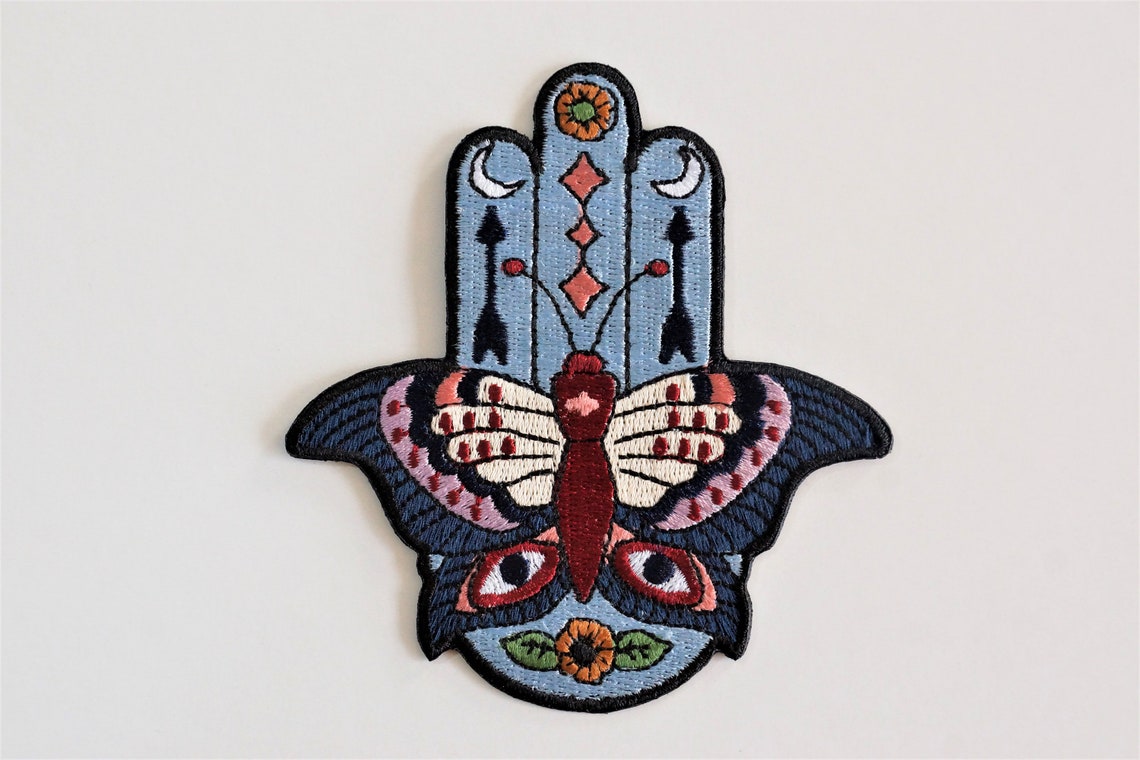 Mystical Hamsa Butterfly Embroidered Patch Iron On - Etsy