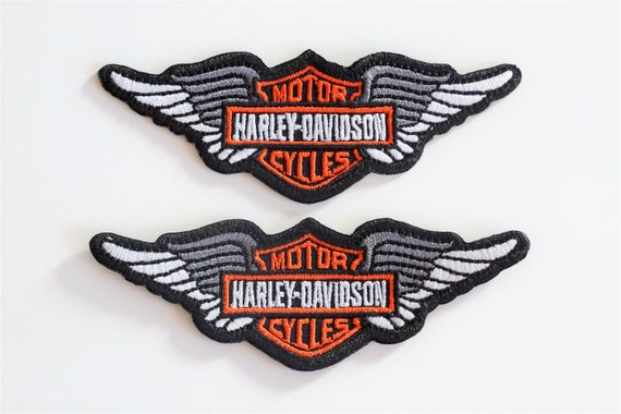 Harley Davidson Logo 2 Wings Embroidered Patch Iron On -  UK