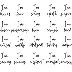 I am... SVG - blessed, loved, strong, free, confident, brave... 20 sayings included