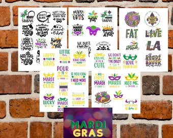 Mardi Gras / Printable Stickers Cricut Design By HelgaKOV