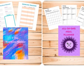 BUNDLE: Meal Planner Printable, Meal Planner, Weekly Meal Planner, Hiit Workout, Workout, Workouts