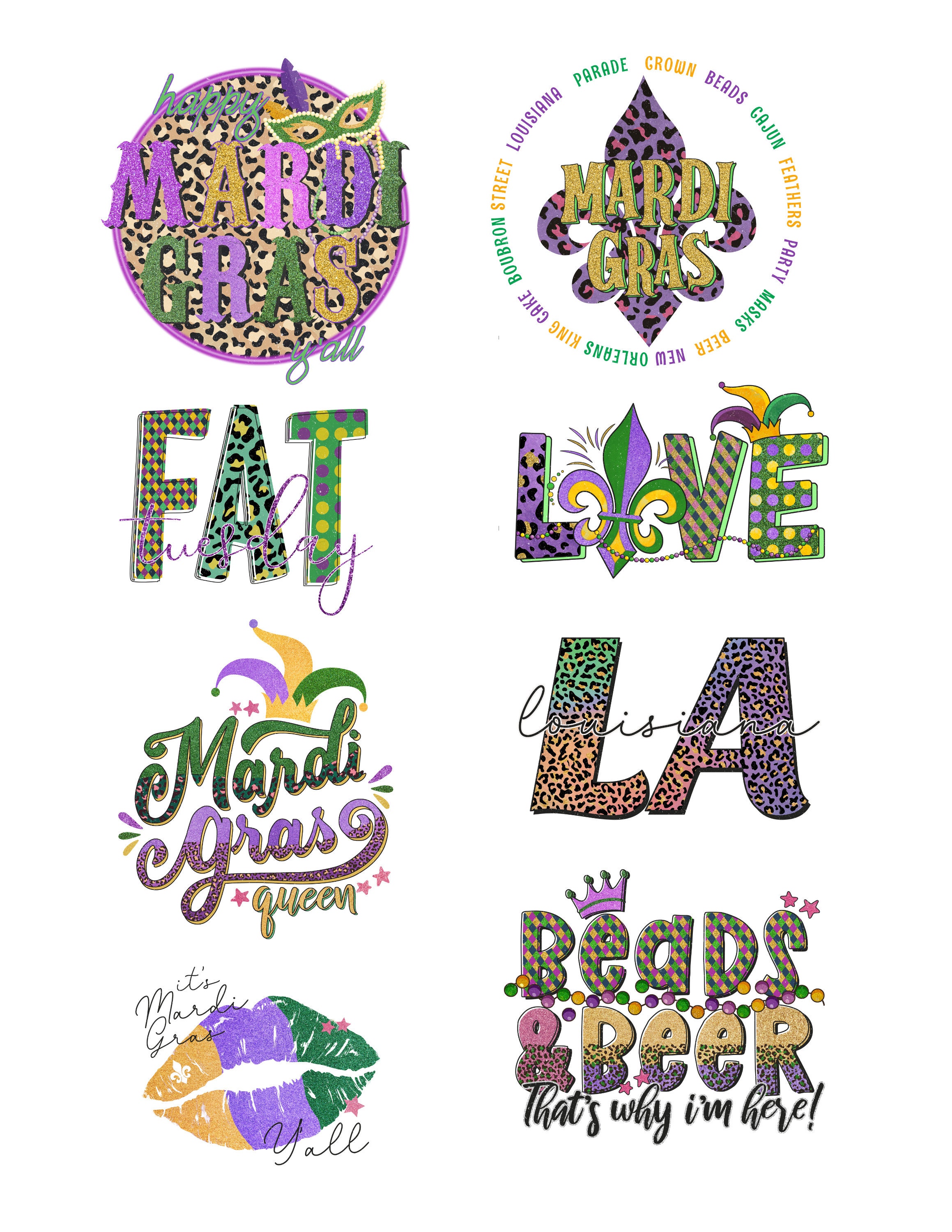 Personalized 3/4 Stickers - Mardi Gras Golden Elegance (108 Stickers)