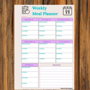 Printable Meal and Workout Planner - Etsy