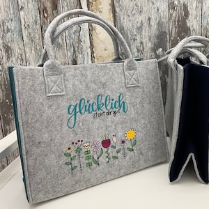 Personalisierte Filztasche "Glücklich Steht Dir Gut" - personalisiertes Geschenk in versch. Farben