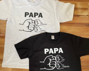 Shirt für den Papa  bis zu 6 Kindern personalisiert mit Namen Gr. M bis 3XL