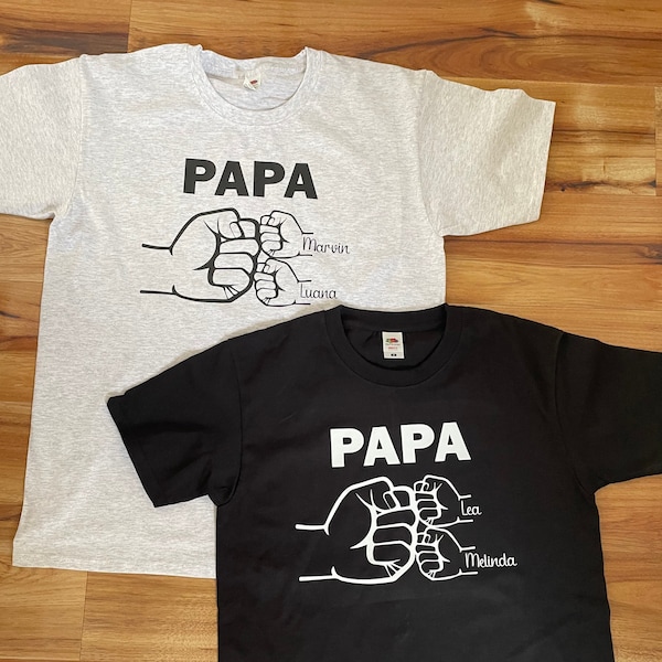 Shirt für den Papa  bis zu 6 Kindern personalisiert mit Namen Gr. M bis 3XL