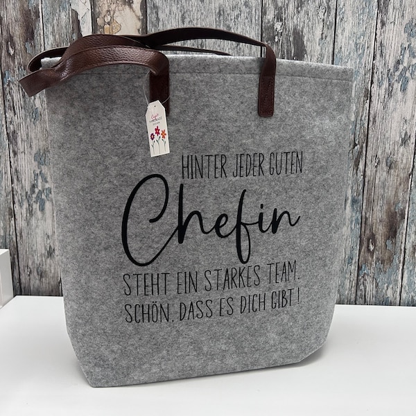 Personalisierte Filztasche "CHEFIN" Geschenk  für die Arbeitskollegin/Chefin personalisiert mit Namen